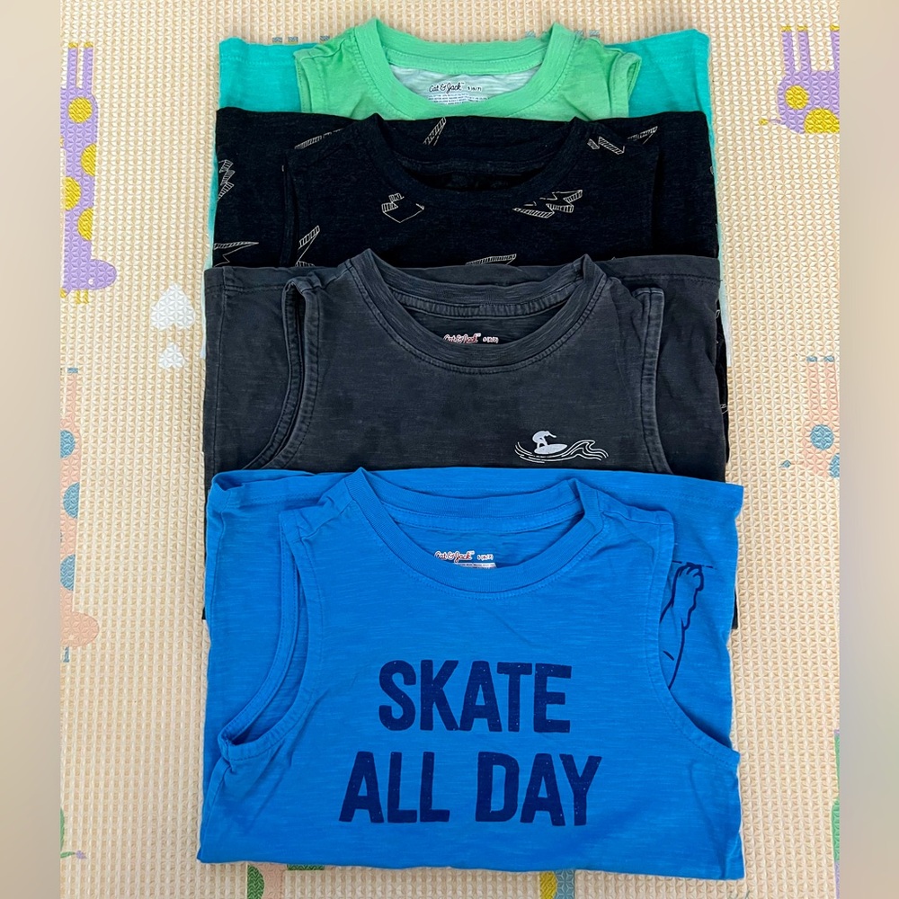 Cat & Jack, Bundle of 4 Boys’ sleeveless shirts, pre-loved, Size S (6/7)